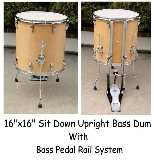Upright Bass Drum with Pedal Rail System 